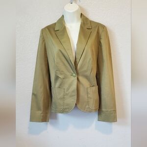 Gene Meyer Women's Classic Olive Green Stretch Fitted Blazer Jacket Size Small